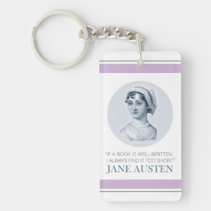 Porte-clés Jane Austen Portrait et citation sur la lecture