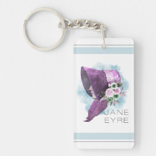 Porte-clés Jane Eyre Bonnet Fleurs violettes et bleues