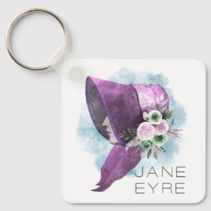Porte-clés Jane Eyre Bonnet Fleurs violettes et bleues