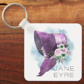 Porte-clés Jane Eyre Bonnet Fleurs violettes et bleues (Recto)