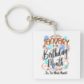 Porte-clés Janvier Anniversaire Mois, Tout Mois, Célébration (Devant)