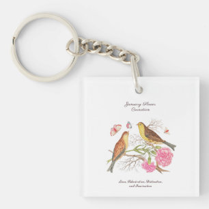 Porte-clés Janvier Mois de naissance Fleur Anniversaire Cadea