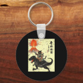 Porte-clés Japanese Black Cat On Trex Funny Ukiyo-e Boys Kids (Recto)
