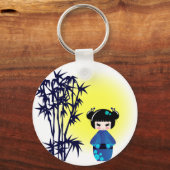 Porte-clés Japanese kokeshi doll at bamboo during sunrise (Recto)