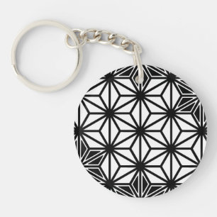 Porte-clés Japonais Asanoha motif - blanc et noir