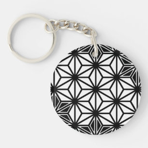 Porte-clés Japonais Asanoha motif - blanc et noir