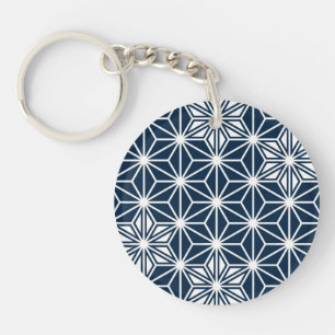Porte-clés Japonais Asanoha motif - bleu marine