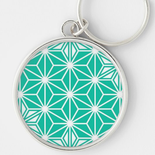 Porte-clés Japonais Asanoha motif - bleu paon (Devant)