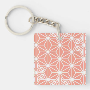Porte-clés Japonais Asanoha motif - corail rose