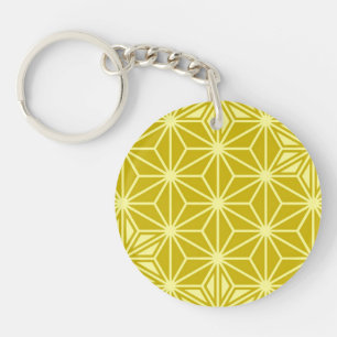 Porte-clés Japonais Asanoha motif - or moutarde