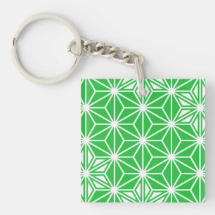 Porte-clés Japonais Asanoha motif - vert jade