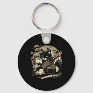 Porte-clés Japonais tatouage de chats Samurai, Vintage Kawaii