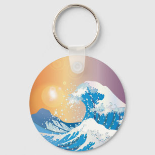 Porte-clés Japonais Wave Art Sunset Ocean