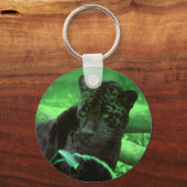 Porte-clés Jaquar noir panthère en vert (Recto)