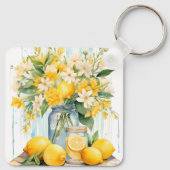 Porte-clés Jar à fleurs de citron d'été (Dos)