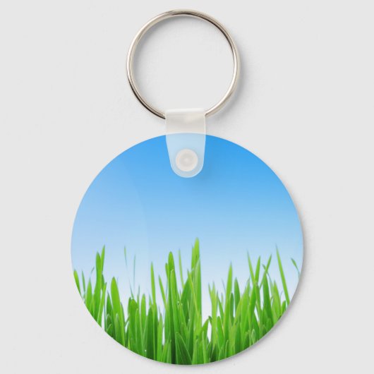 Porte-clés Jardin à l'herbe verte avec conception de ciel ble (Recto)