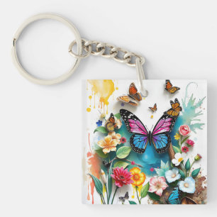 Porte-clés Jardin aux papillons Conception de printemps ins