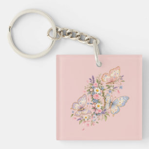 Porte-clés Jardin d'anniversaire papillon pastel