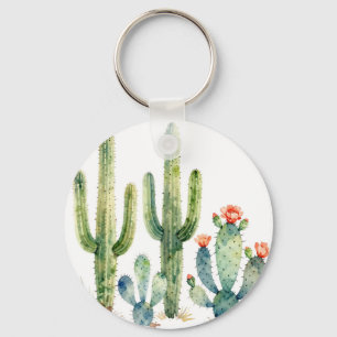 Porte-clés Jardin de cactus du désert à l'aquarelle