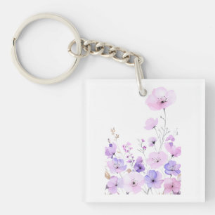 Porte-clés Jardin de fleurs sauvages pastel Douce floraison f