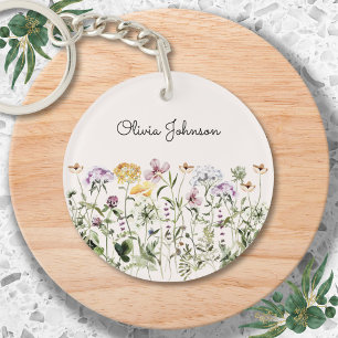Porte-clés Jardin de fleurs sauvages personnalisé