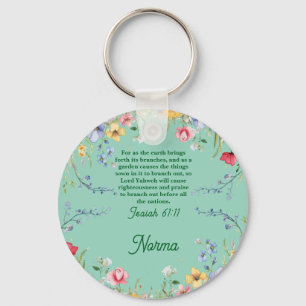 Porte-clés Jardin de fleurs sauvages printanières Bible Vers