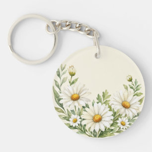 Porte-clés Jardin de marguerites à l'aquarelle