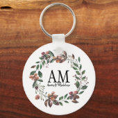 Porte-clés Jardin de Monogramme Floral Personnalisable (Recto)