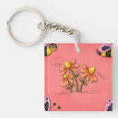 Porte-clés Jardin de printemps mignon de l'abeille et rose fl (Devant)