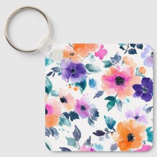 Porte-clés Jardin de printemps vintage floral aquarelle