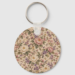 Porte-clés Jardin de roses botaniques vintage et motif papill