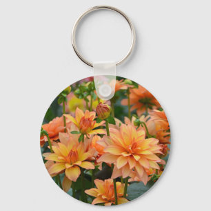 Porte-clés Jardin fleuri de dahlia orange