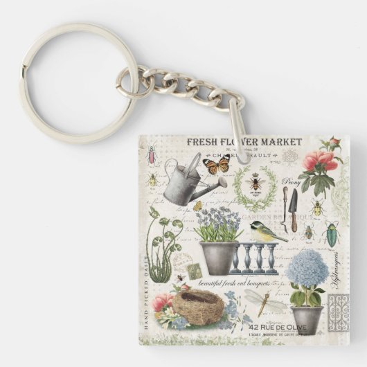 Porte-clés Jardin fleuri Vintage (Devant)