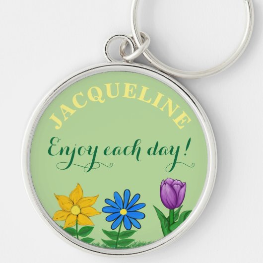 Porte-clés Jardin floral Nom personnalisé (Devant)