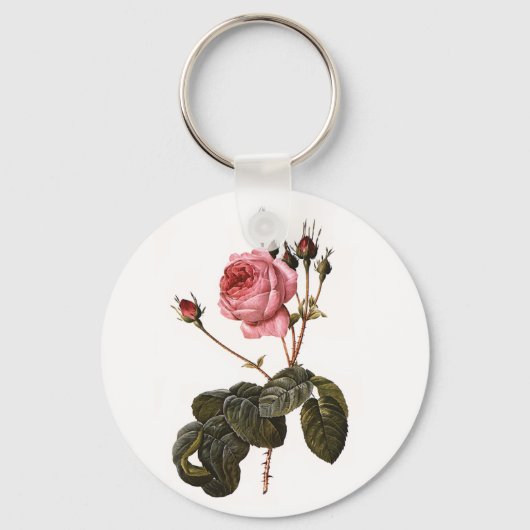 Porte-clés Jardin rose vintage en fleurs (Recto)