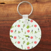 Porte-clés Jardin vert Monogramme personnalisé (Verso)