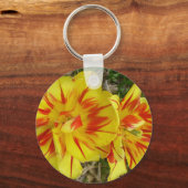 Porte-clés Jaune avec Fleur rayée rouge (Recto)