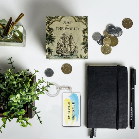 Porte-clés Jaune bleu ukraine drapeau uni nous tenons une cit