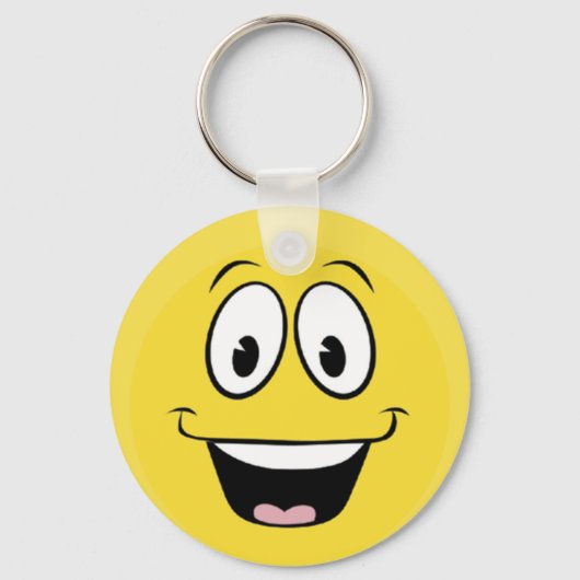 Porte-clés Jaune brillant et joyeux visage souriant (Recto)