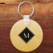 Porte-clés Jaune Brossé Élégant Avec Monogramme Or Simple (Recto)