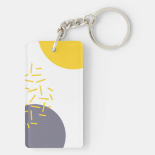 Porte-clés Jaune, cool, moderne, art géométrique tendance