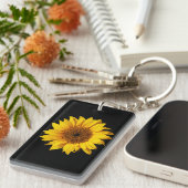 Porte-clés Jaune de tournesol sur le noir - fleurs (Devant droit)