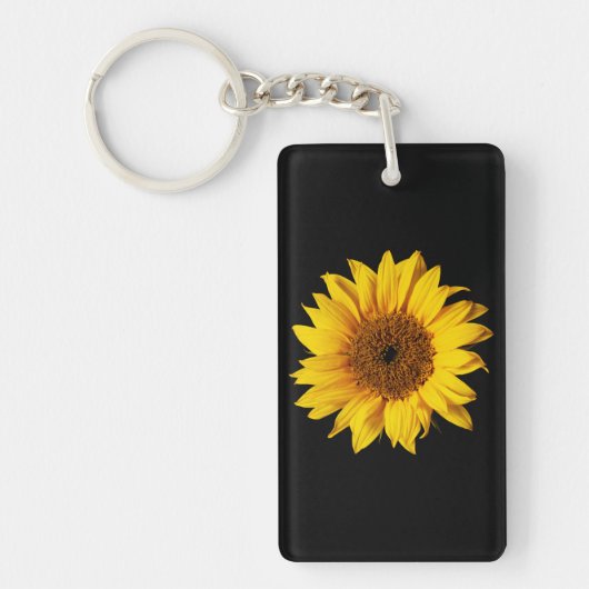 Porte-clés Jaune de tournesol sur le noir - fleurs (Devant)