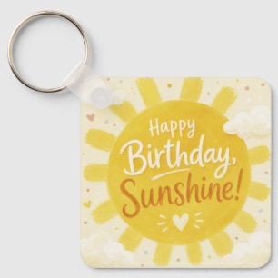Porte-clés Jaune Ensoleillé Joyeux Anniversaire