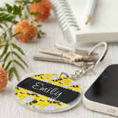 Porte-clés Jaune et noir gaffez l'abeille (Devant Droit)