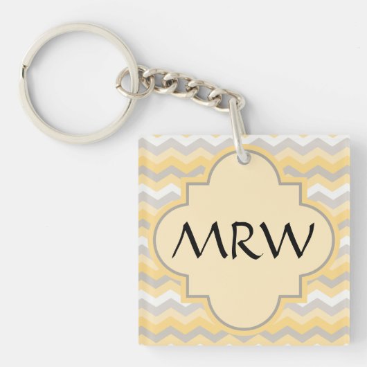 Porte-clés Jaune/Gris Chevron Zigzag (Devant)