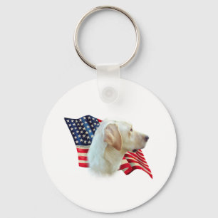 Porte-clés Jaune Labrador Retriever American Flag,