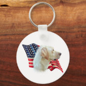 Porte-clés Jaune Labrador Retriever American Flag, (Recto)