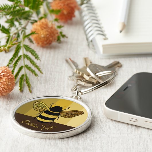 PORTE-CLÉS JAUNE LIGNES BROWN STRIPÉES OR BLACK BEE (Côté)
