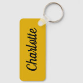 Porte-clés Jaune Moutarde & Personnalisation Nom Blanc (Verso)